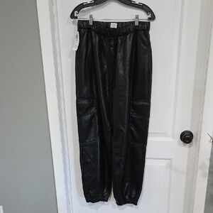 Wilfred Black Faux Leather Jogger Pants